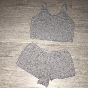 Heather gray crop top pajama set